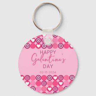 Cute Galentine’s Day Pink Heart and Flower Pattern