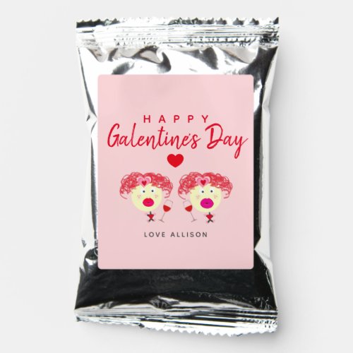 Cute Galentines Day BFF Pink Red Hearts Name Coffee Drink Mix