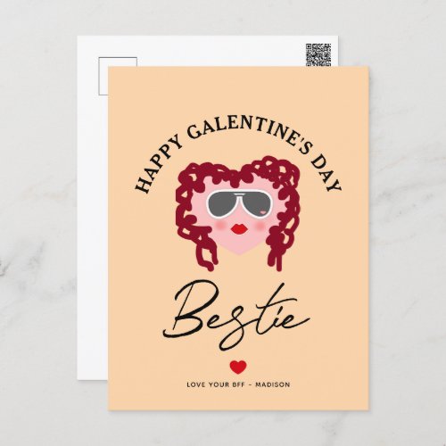 Cute Galentines Day Funny Heart Valentines Day Holiday Postcard