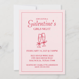 Cute Galentine's Day XOXO Pink Red Holiday Card