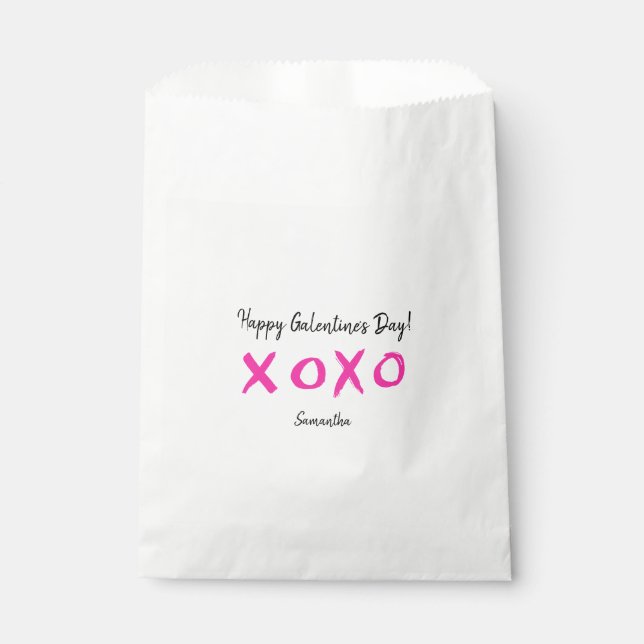Cute Galentines day XOXO pink treat Favor Bag (Front)
