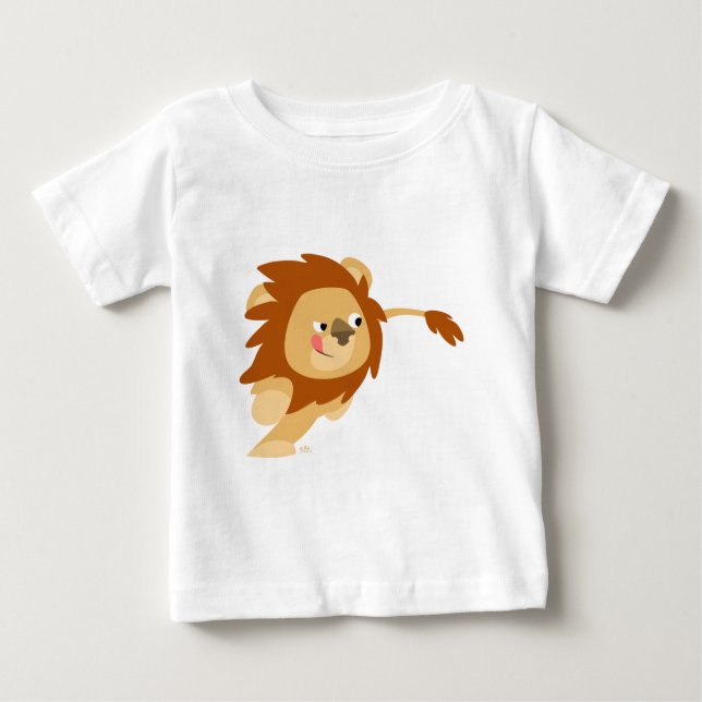 Cute Galloping Cartoon Lion Baby T-Shirt (Front)