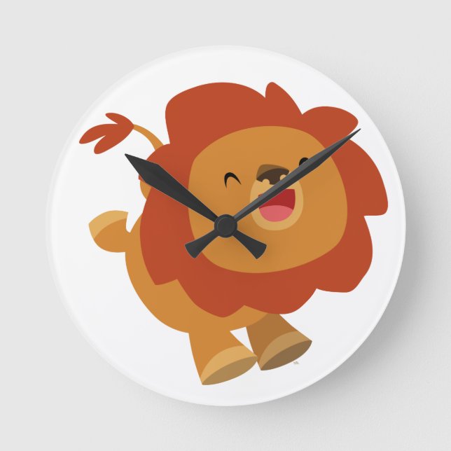 Cute Gamboling Cartoon Lion Clock (Front)