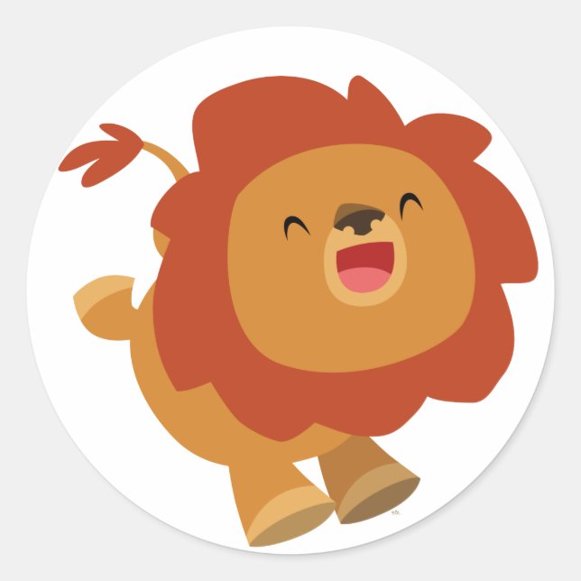 Cute Gamboling Cartoon Lion Sticker (Front)