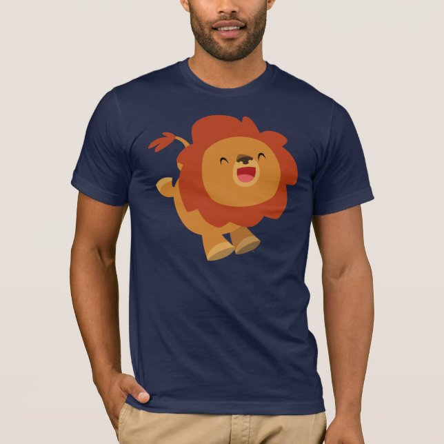 Cute Gamboling Cartoon Lion T-Shirt (Front)
