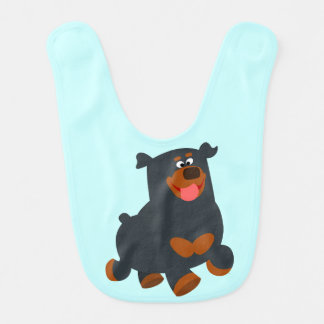 Cute Gamboling Cartoon Rottweiler Baby Bib