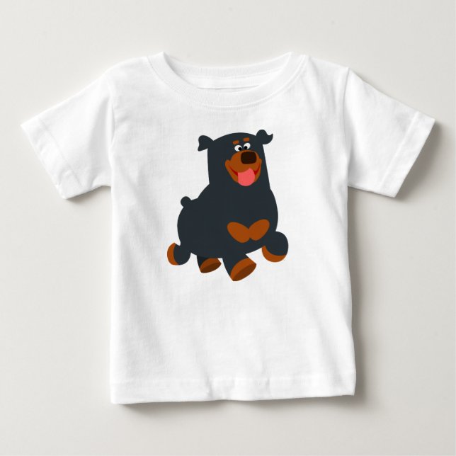 Cute Gamboling Cartoon Rottweiler Baby T-Shirt (Front)