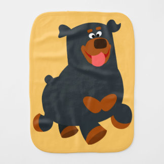 Cute Gamboling Cartoon Rottweiler Burp Cloth