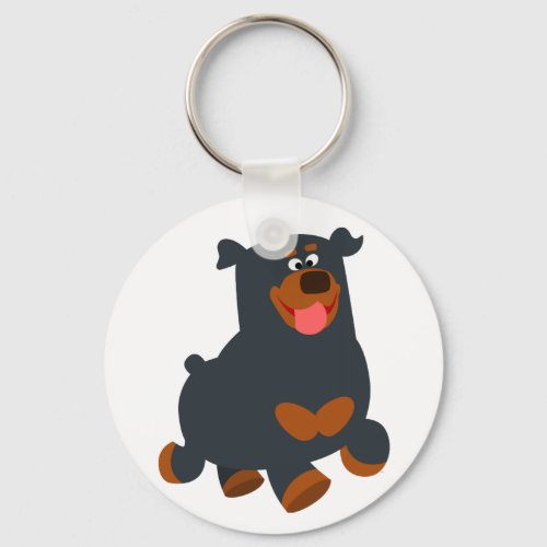 Cute Gamboling Cartoon Rottweiler Keychain