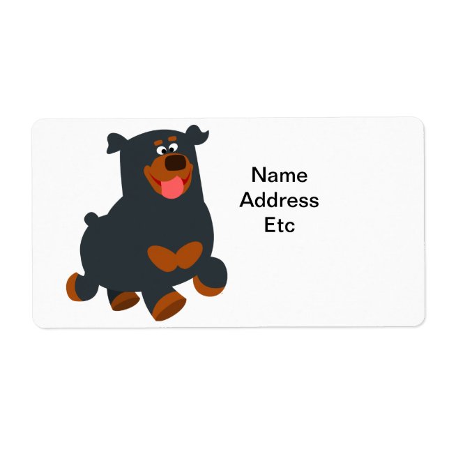 Cute Gamboling Cartoon Rottweiler Shipping Label (Front)