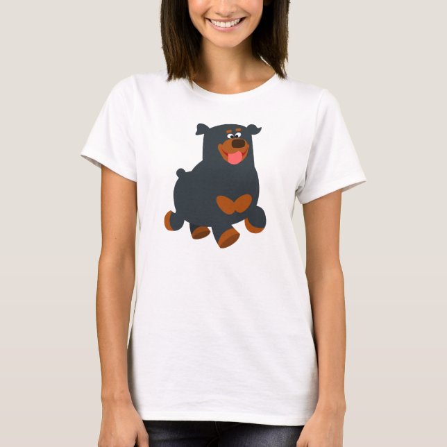 Cute Gamboling Cartoon Rottweiler Women T-Shirt (Front)