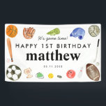 Cute Game Time Sports Balls Kids Birthday Welcome Banner<br><div class="desc">Cute Watercolor Game Time Sports Balls Kids Birthday Welcome Banner</div>