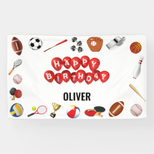 Cute Game Time Sports Balls Kids Birthday Welcome Banner