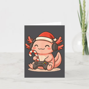 Cute Gamer Axolotl Christmas Design  Card