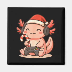 Cute Gamer Axolotl Christmas Design Magnet