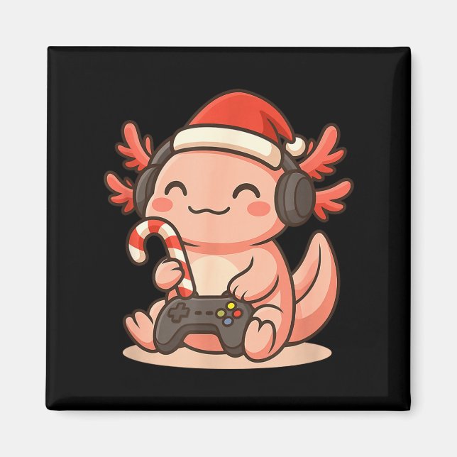 Cute Gamer Axolotl Christmas Design  Magnet (Front)