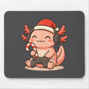 Cute Gamer Axolotl Christmas Design  Mouse Pad