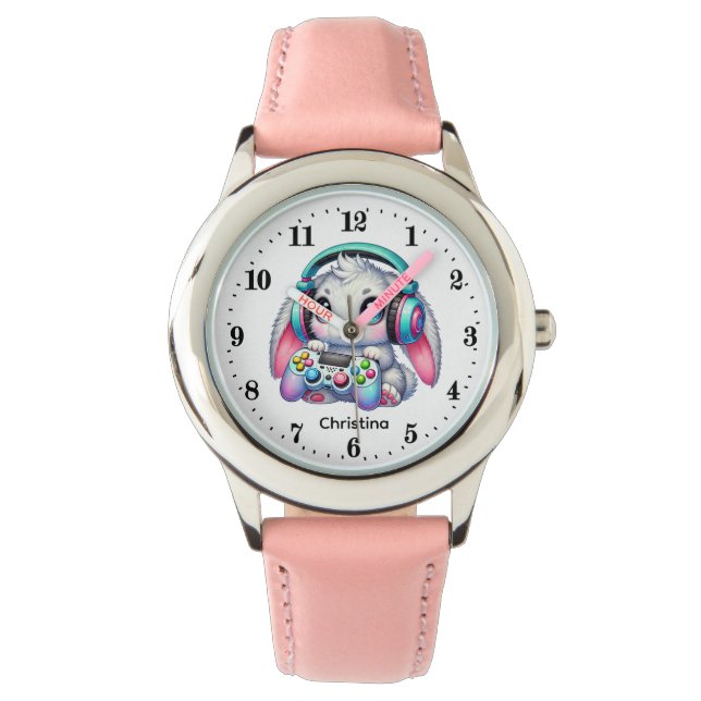 Cute gamer bunny add name                  watch (Front)