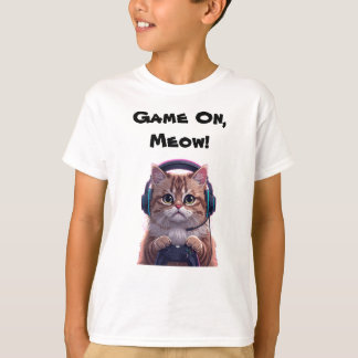Cute Gamer Cat Kids T-Shirt – Funny Gaming Kitten