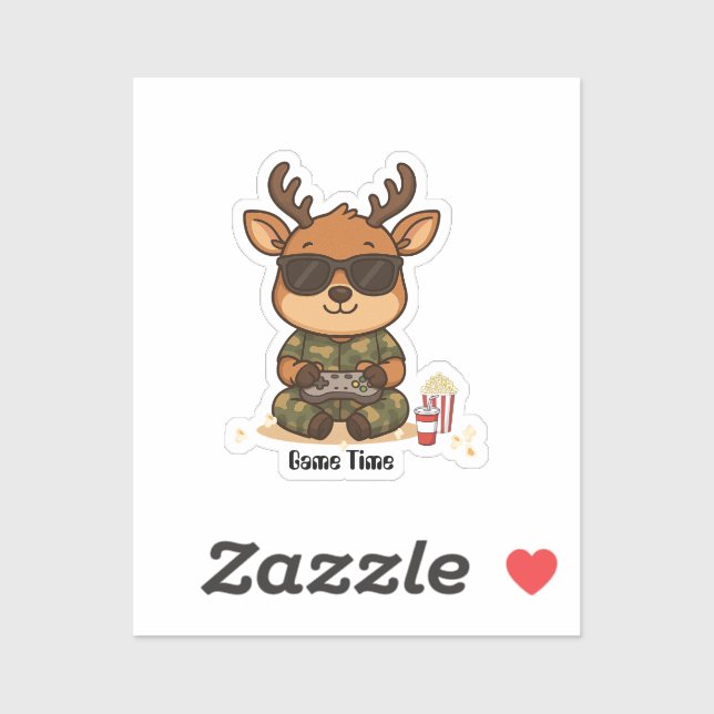 Cute Gamer Deer “Game Time” Accent  Sticker (Sheet)