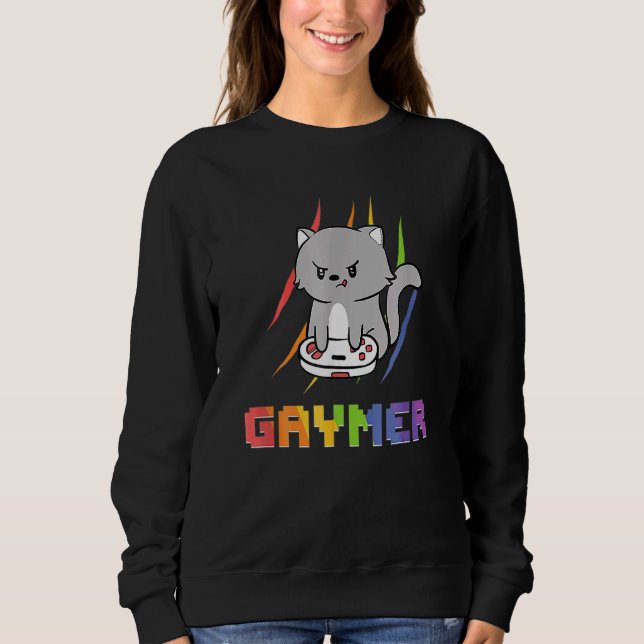 Cute Gaming Cat Gay Gamer 1 Sweatshirt (Front)