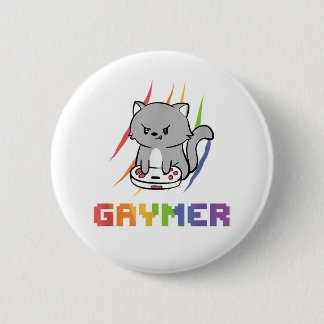 Cute Gaming Cat Gay Gamer Gaymer Video Game LGBT P Button