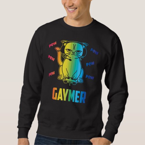 Cute Gaming Cat Gay Gamer Gaymer Video Game Lgbt P Sweatshirt