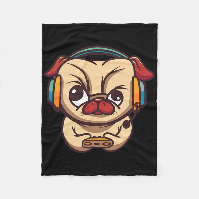 Cute Gaming Dog Video Game Pc Computer Video Game  Fleece Blanket (Front)
