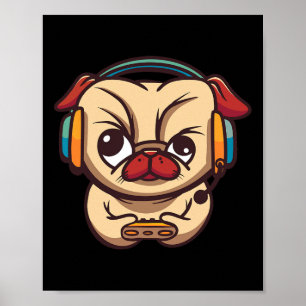 Cute Gaming Dog Video Game Pc Computer Video Game Poster