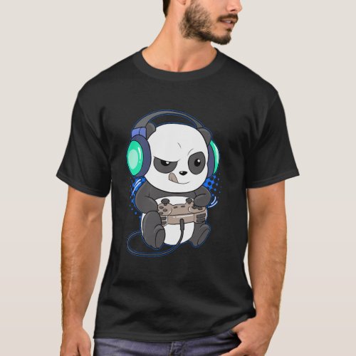 Cute Gaming Panda Video Game Computer Player Video T_Shirt