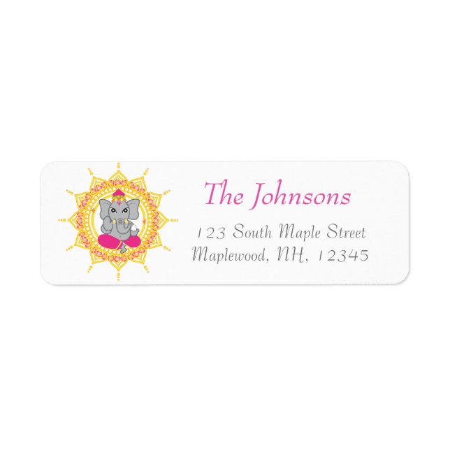 Cute ganesha address label-pink label (Front)