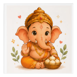 Cute Ganesha with Modak Ganesh Chaturthi Acrylic Print