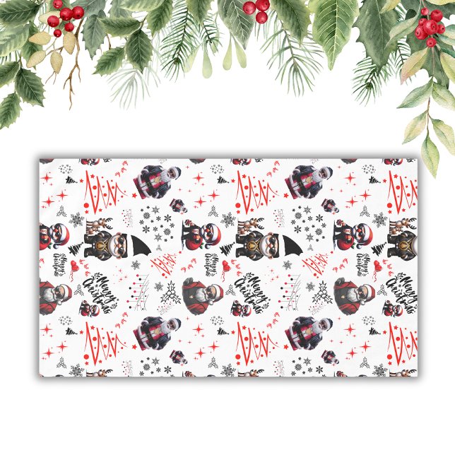 Cute Gangster Santa Merry Christmas on White |     Tablecloth (Creator Uploaded)