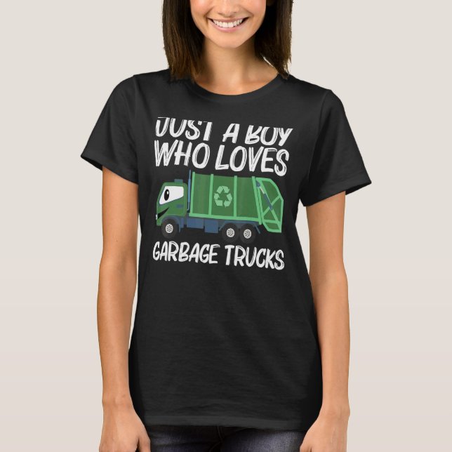 Cute Garbage Truck For Boys Kids Trash Truck T-Shirt (Front)