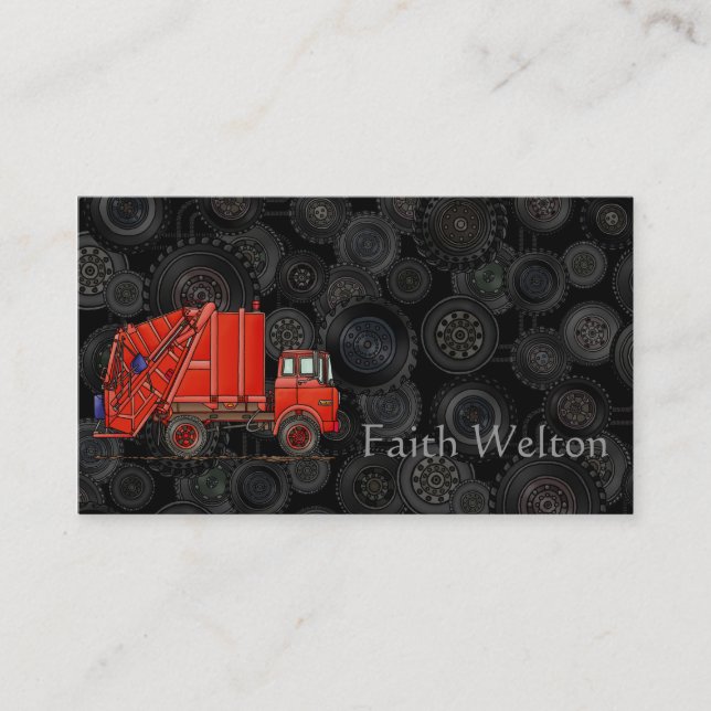 Cute Garbage Truck Trash Truck Business Card (Front)