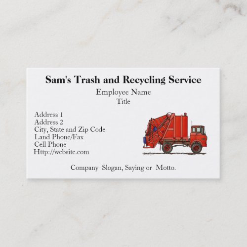 Cute Garbage Truck Trash Truck Business Card