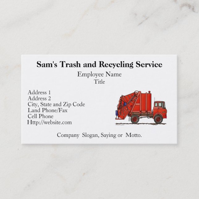 Cute Garbage Truck Trash Truck Business Card (Front)