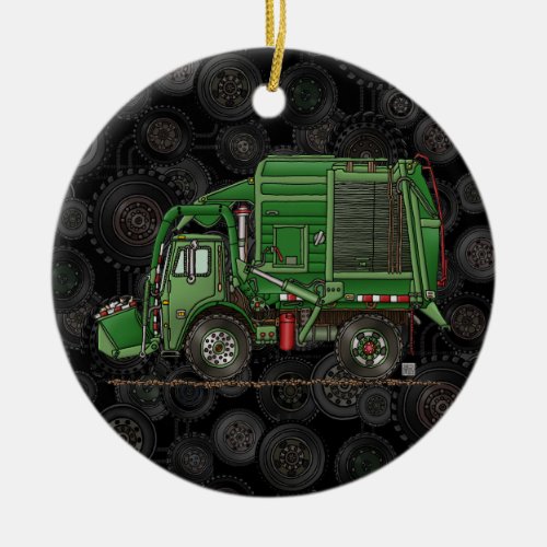 Cute Garbage Truck Trash Truck Ceramic Ornament