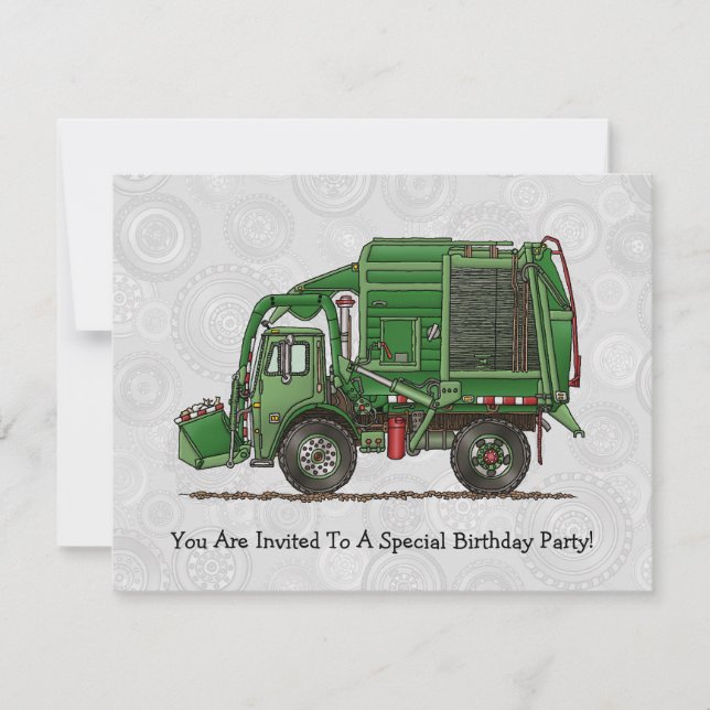 Cute Garbage Truck Trash Truck Invitation (Front)