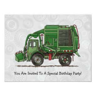 garbage truck invitations zazzle