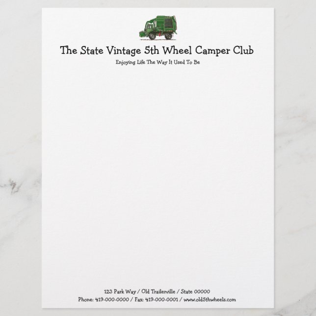 Cute Garbage Truck Trash Truck Letterhead (Front)
