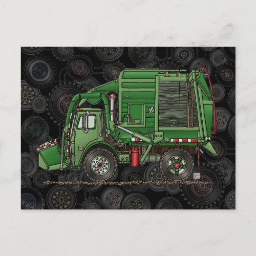 Cute Garbage Truck Trash Truck Postcard