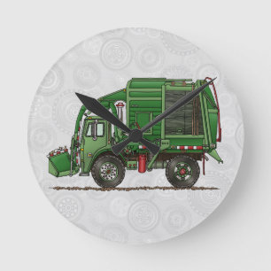 Cute Garbage Truck Trash Truck Round Clock