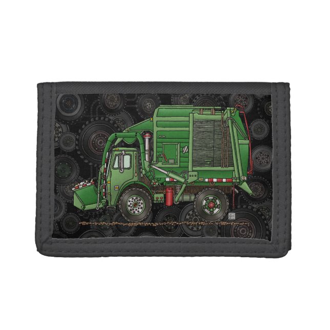 Cute Garbage Truck Trash Truck Tri-fold Wallet (Front)