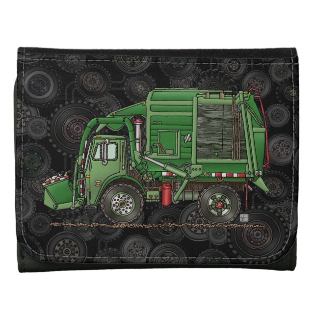 Cute Garbage Truck Trash Truck Tri-fold Wallet (Front)