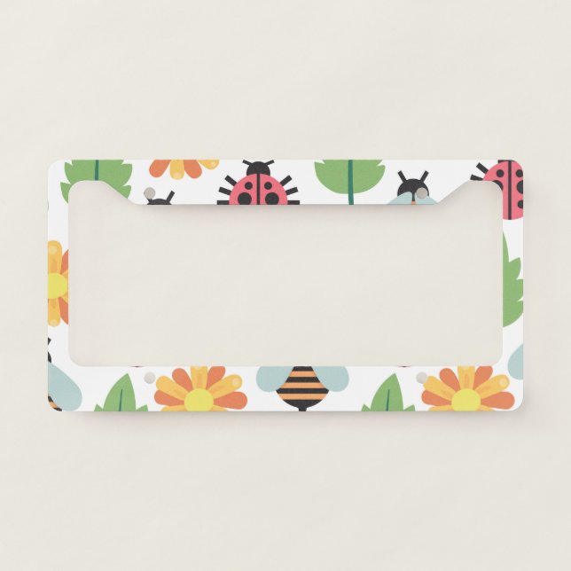 Cute Garden Animals License Plate Frame (Front)