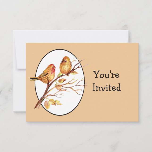 Cute Garden Birds Couple Wedding Anniversary Invitation (Front)