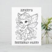 Cute garden fairy birthday coloring activity  (Standing Front)