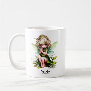 Cute Garden Fairy Custom Name Coffee Mug