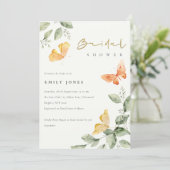 Cute Garden Foliage Butterflies Bridal Shower Invitation (Standing Front)